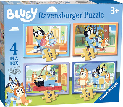 Ravensburger Bluey Toys - 4 rompecabezas en caja para niños de 3 años en adelante - 12, 16, 20, 24 piezas - Regalos para niños