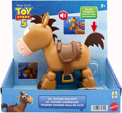 Mattel Disney e Pixar Toy Story 5 – Boneco Bullseye (Bala no Alvo) "Lil' Partner" | Figura articulada de aprox. 19 cm (7,4 pol.), posições de brincadeira ativadas por toque, com efeitos sonoros – JKV48