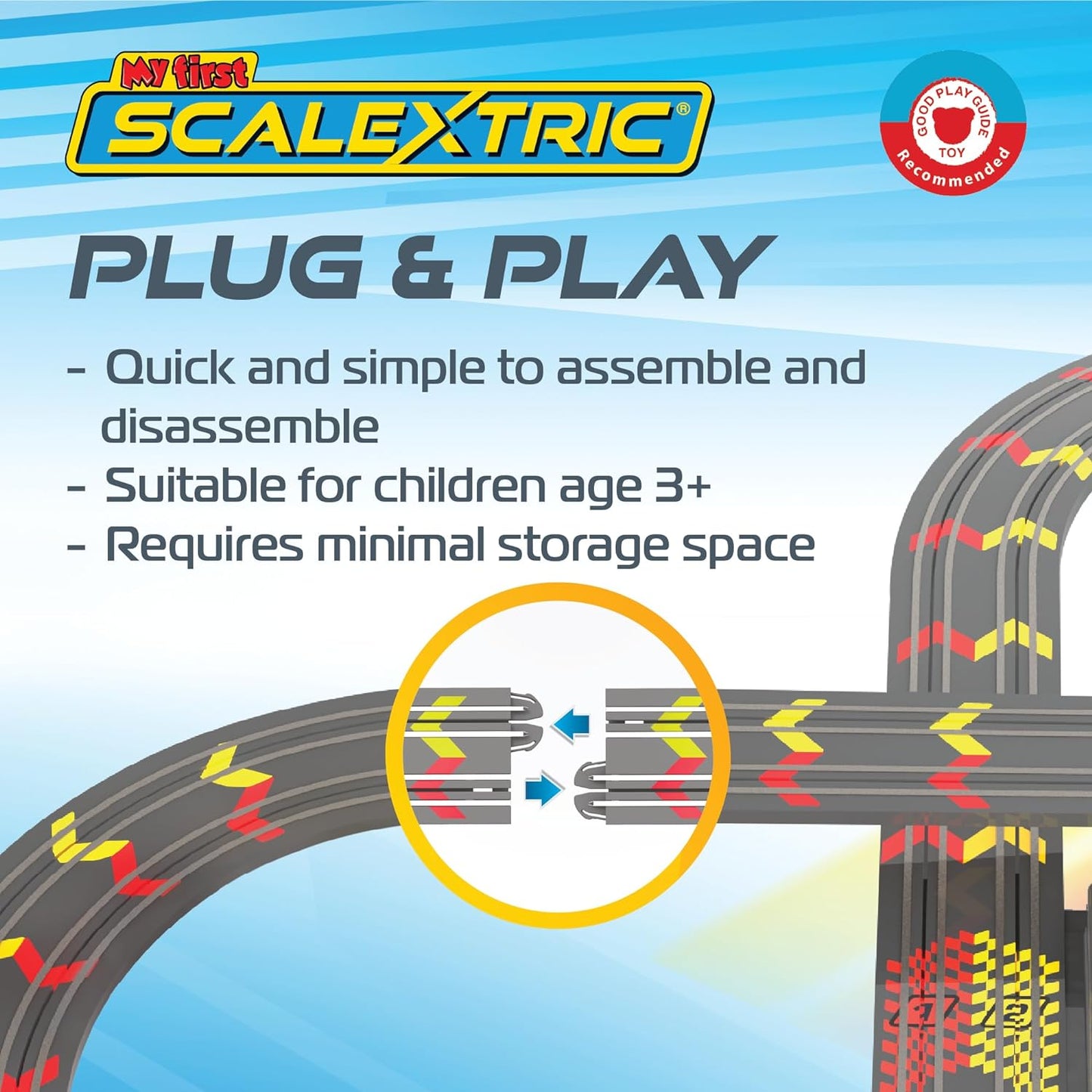 Scalextric My First - Conjuntos de corrida movidos a bateria - Pistas de corrida de Slot Car para crianças de 3 anos ou mais, inclui 1 conjunto de pistas, 1 carro vermelho, 1 carro amarelo, 1 base de bateria, 2 controladores de limite de velocidade