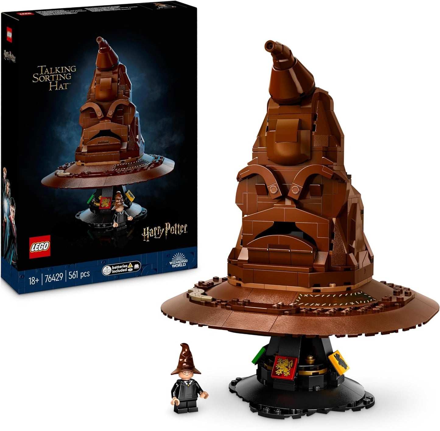 LEGO 76429 Conjunto de chapéu seletor falante Harry Potter, kits de modelos para adultos construir com 31 sons aleatórios e uma minifigura de personagem, presentes do mundo mágico para homens, mulheres, ele ou ela