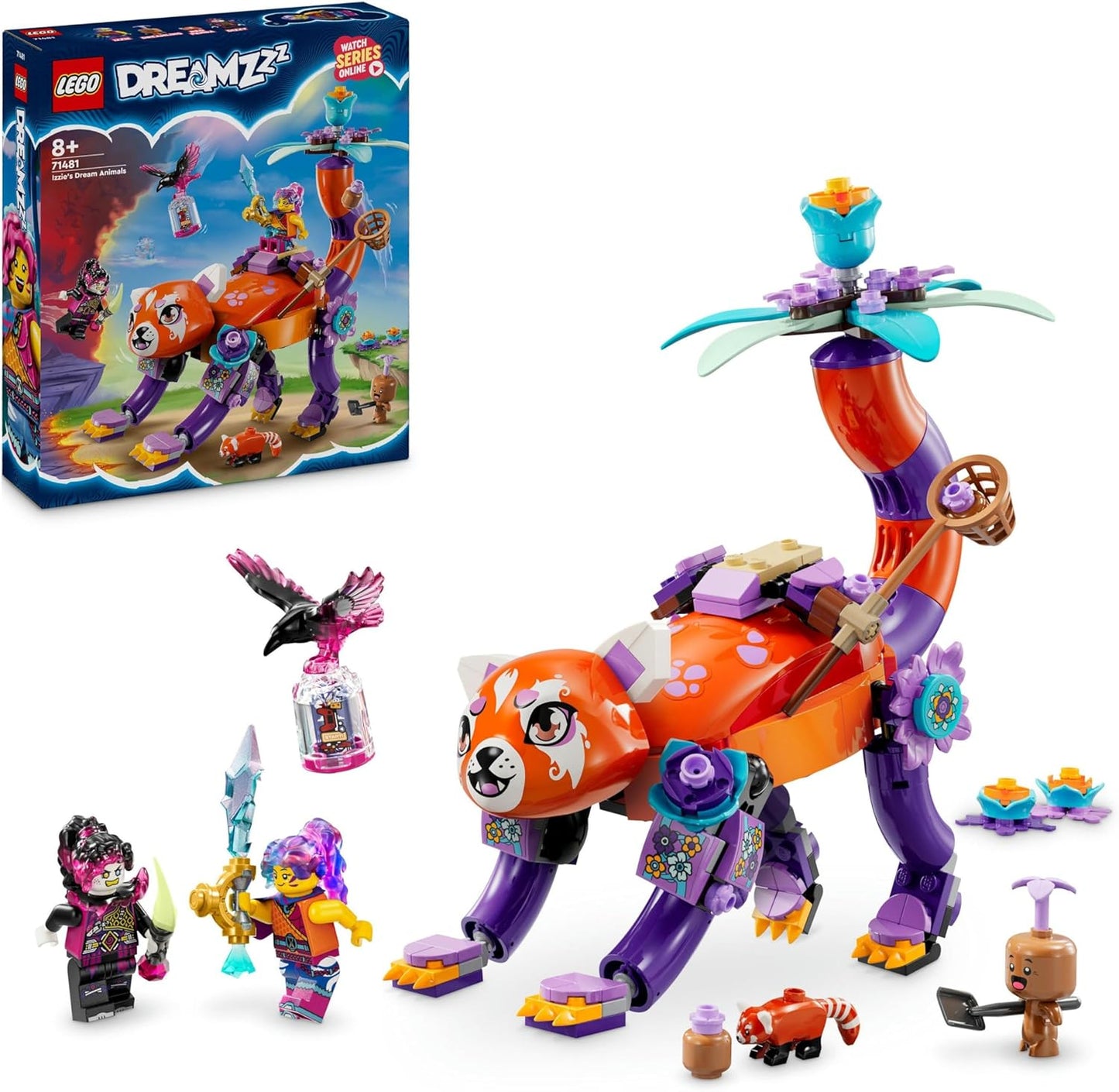 LEGO DREAMZzz Juego de animales de ensueño de Izzie, juguete de construcción de pájaro panda tortuga para niñas y niños a partir de 8 años, juego creativo con 2 minifiguras
