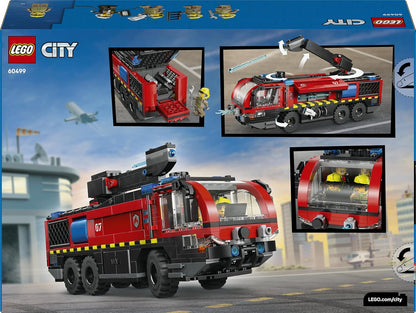 LEGO City Caminhão de Bombeiros do Aeroporto - Kit de Modelo de Veículo de Emergência com 4 Minifiguras de Bombeiros - Ideia de Presente de Aniversário para Meninos a partir de 7 Anos e Fãs de Engenharia - 60499