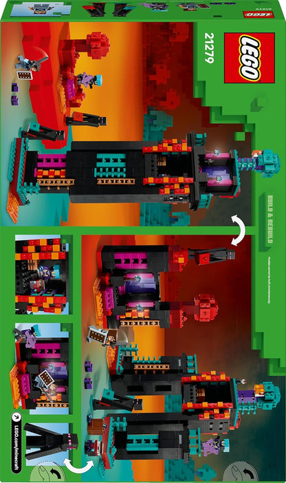 LEGO Minecraft 2 em 1 A Torre Enderman - Brinquedo Modular que Pode Ser Reconstituído em 2 Fortalezas, Incluindo Figuras do Enderman, Endermate e Portal do Nether - Presente para Meninos e Meninas Fãs de Jogos - 21279