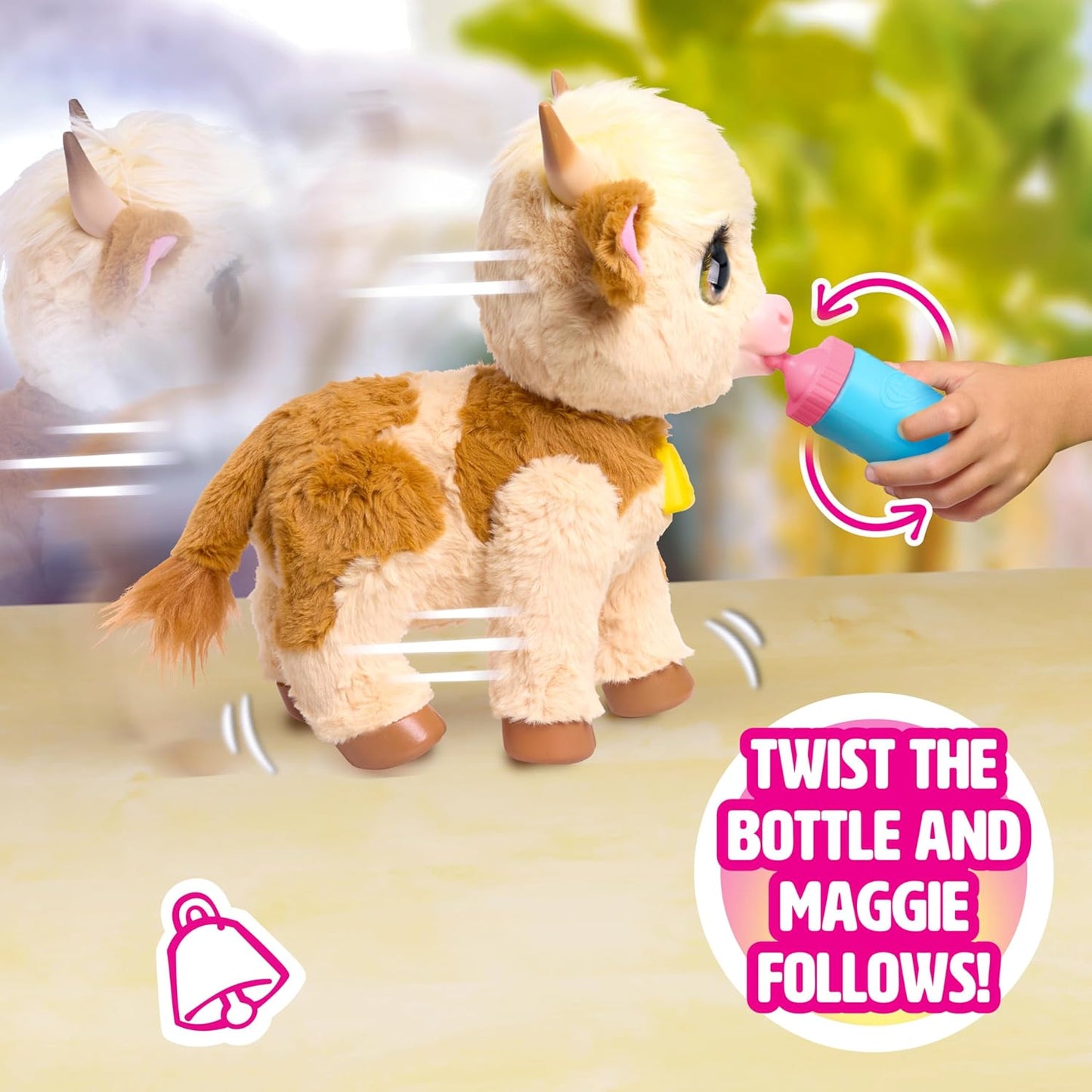 Just Play furReal Maggie, a Vaca Interativa "Coma e Siga", Mini Vaca Highland de 28 cm, para Meninos e Meninas a partir de 4 Anos