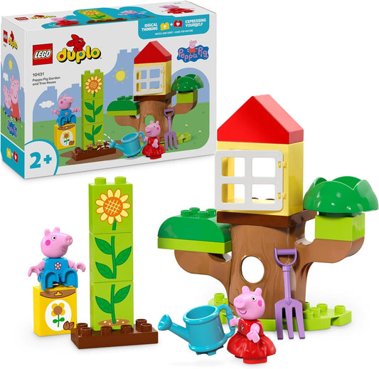 LEGO Brinquedo DUPLO Peppa Pig para jardim e casa na árvore, inclui 2 figuras, brinquedos educativos para crianças com mais de 2 anos de idade, ideia de presente de aniversário 10431