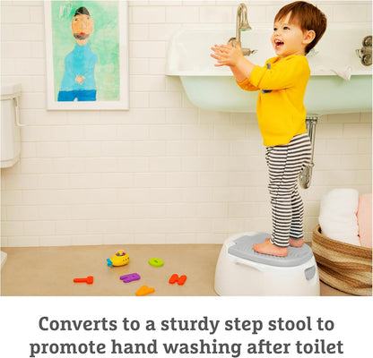 Munchkin Assento sanitário 90342, branco, assento sanitário Munchkin resistente | Assento sanitário para treinamento de penico com alças e pernas | Assento sanitário portátil para crianças pequenas | Cinza