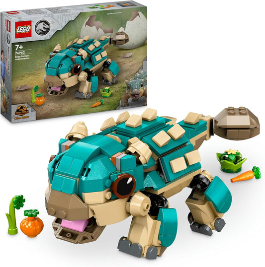 LEGO Jurassic World Baby Bumpy: Brinquedo de dinossauro Ankylosaurus para fãs do acampamento cretáceo e crianças de 7 anos ou mais, conjunto de aventura criativa para brincadeiras independentes, presente para meninos e meninas