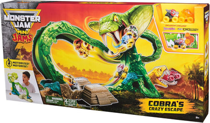 Monster Jam Mini Jams, Cobra’s Crazy Escape, conjunto de brinquedo motorizado de 71,1 cm, com 2 caminhões monstro exclusivos de metal fundido: ThunderROARus e JCB Digatron. Brinquedo infantil para meninos e meninas a partir de 3 anos.
