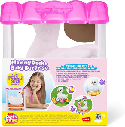 Pets Alive Mommy Duck & Baby Surprise da ZURU Nurturing Play Brinquedo interativo para meninas com chocagem surpresa.
