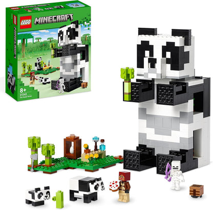 LEGO Conjunto Minecraft The Panda Haven, casa de brinquedos móvel com figuras de animais de pandas bebês, brinquedos para crianças, meninos e meninas de mais de 8 anos