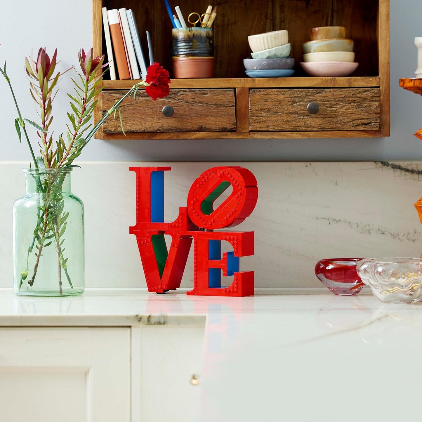 LEGO Conjunto de construção Art LOVE, kit de modelo para adultos construirem, ótimo como peça de decoração de escritório doméstico ou presente de noivado para casais, decoração de dia dos namorados para ela ou ele