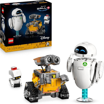 LEGO | Disney Pixar WALL-E e EVE - Kit de Modelo para Exibição para Adultos - Robôs Montados com Peças e Figuras de M-O e Hal - Decoração DIY para Casa - Presente Colecionável para Fãs - 43279