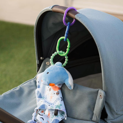 Nuby Linkables - Acessórios multicoloridos para assento de carro e carrinho de bebê - Versátil | Fácil de limpar | Desenvolvimento sensorial (pacote com 18)