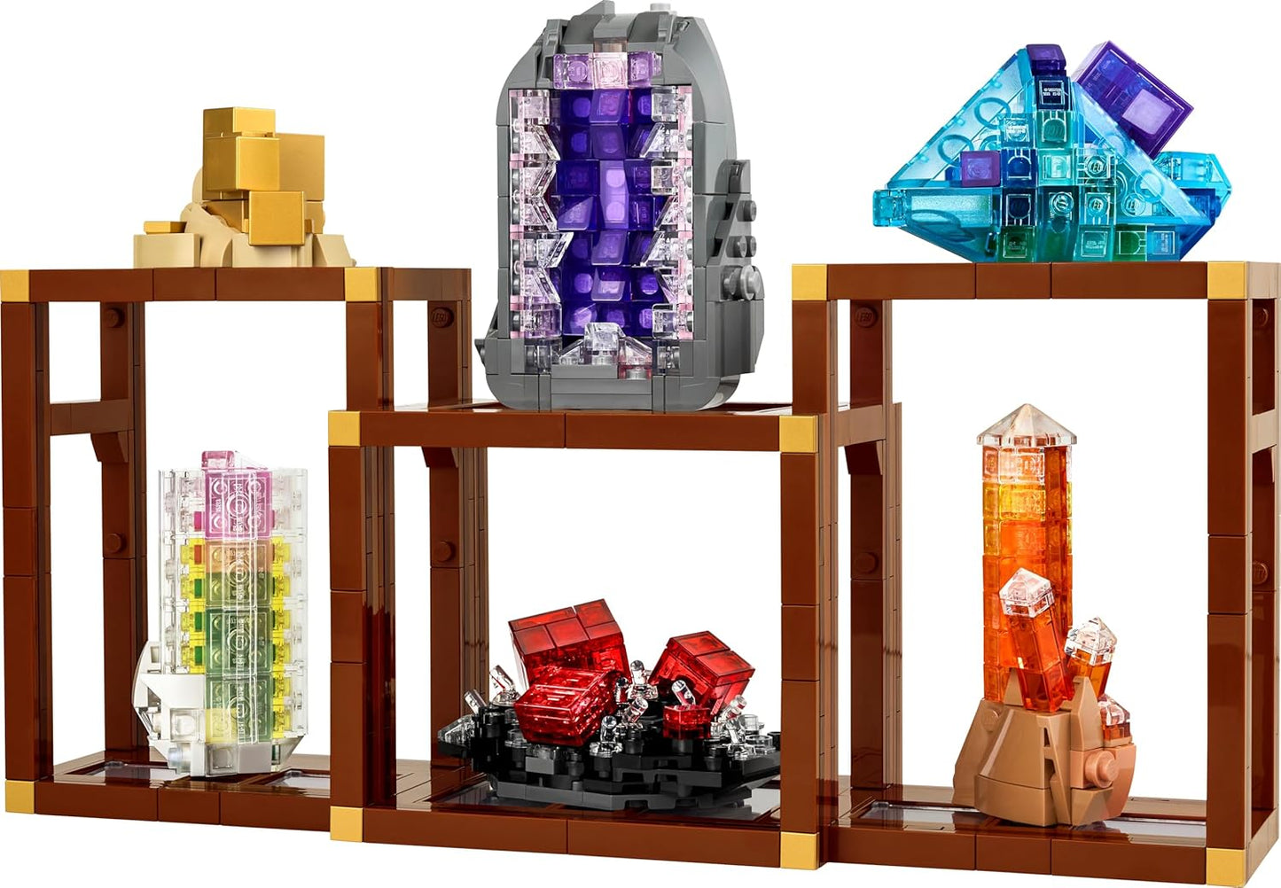 LEGO Conjunto de Construção Ideas Coleção de Minerais para Adultos - Modelo de Exibição com Elementos de Cristal, incluindo Ametista, Fluorita e Quartzo Tangerina, além de 3 Suportes - Ideia de Presente para Decoração de Casa - 21362