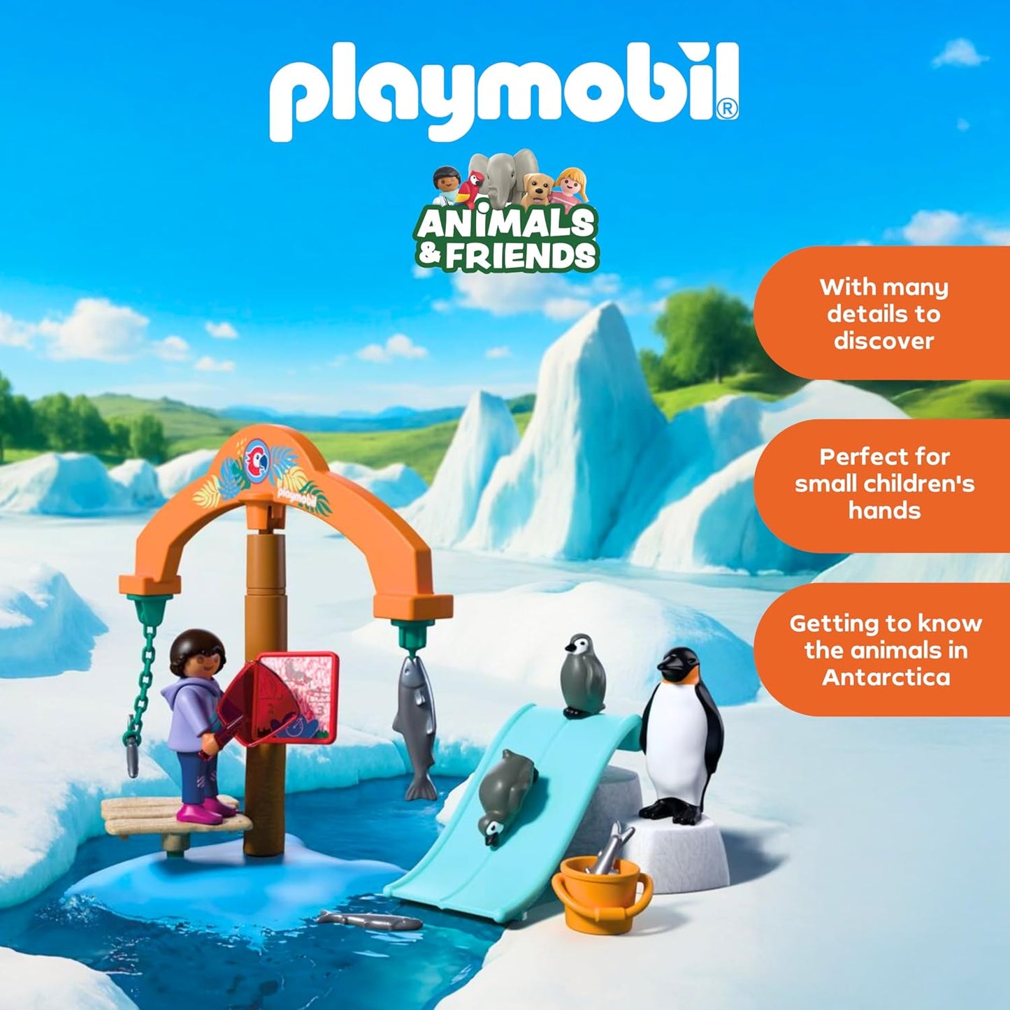 Playmobil | Animais e Amigos | Expedição no Gelo do Zoológico | Pinguins e focas com carrossel de alimentação | brinquedo infantil para crianças a partir de 4 anos | 72073