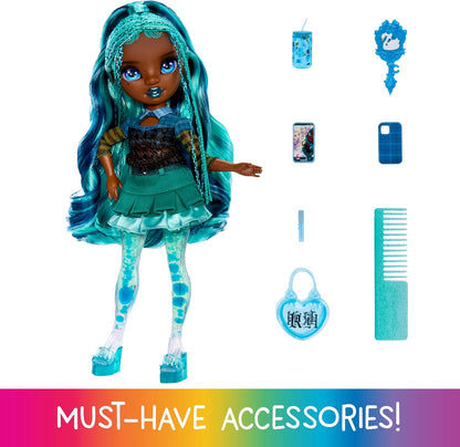 Boneca Rainbow High Sparkle & Shine - Misty - Boneca Fashion de 28cm com Cabelo Azul Turquesa e Bolhas Mágicas nas Pernas, Colorida, Estilosa, Divertida, Colecionável, Para Crianças de 4 a 12 Anos ou Mais