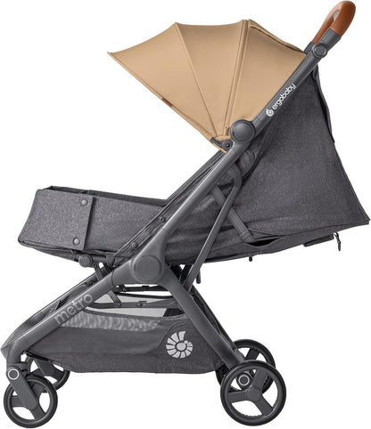 Ergobaby Carrinho de Bebê Metro 3 Deluxe com Função de Reclinação, Ideal para Bebês de 0 a 4 Anos (do Nascimento até 22kg), Dobrável com uma Só Mão e Compatível com Bebê Conforto, Cor Camelo