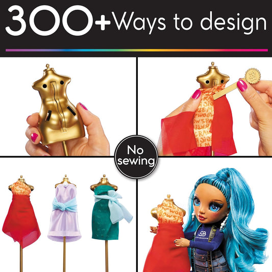 Rainbow High  Dream & Design Fashion Studio Playset – Conjunto de designer de moda com boneca Skyler Bradshaw azul e kit de moda fácil sem costura – Ótimo para crianças de 4 a 12 anos e colecionadores