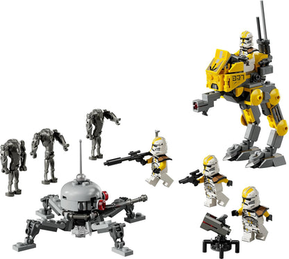 LEGO Star Wars 75431 Pacote de Batalha de Soldados Clones do 327º Corpo Estelar - Brinquedo colecionável com 4 minifiguras, 3 figuras de droides de batalha e um AT-RT - Presente para meninos a partir de 7 anos e fãs de A Vingança dos Sith