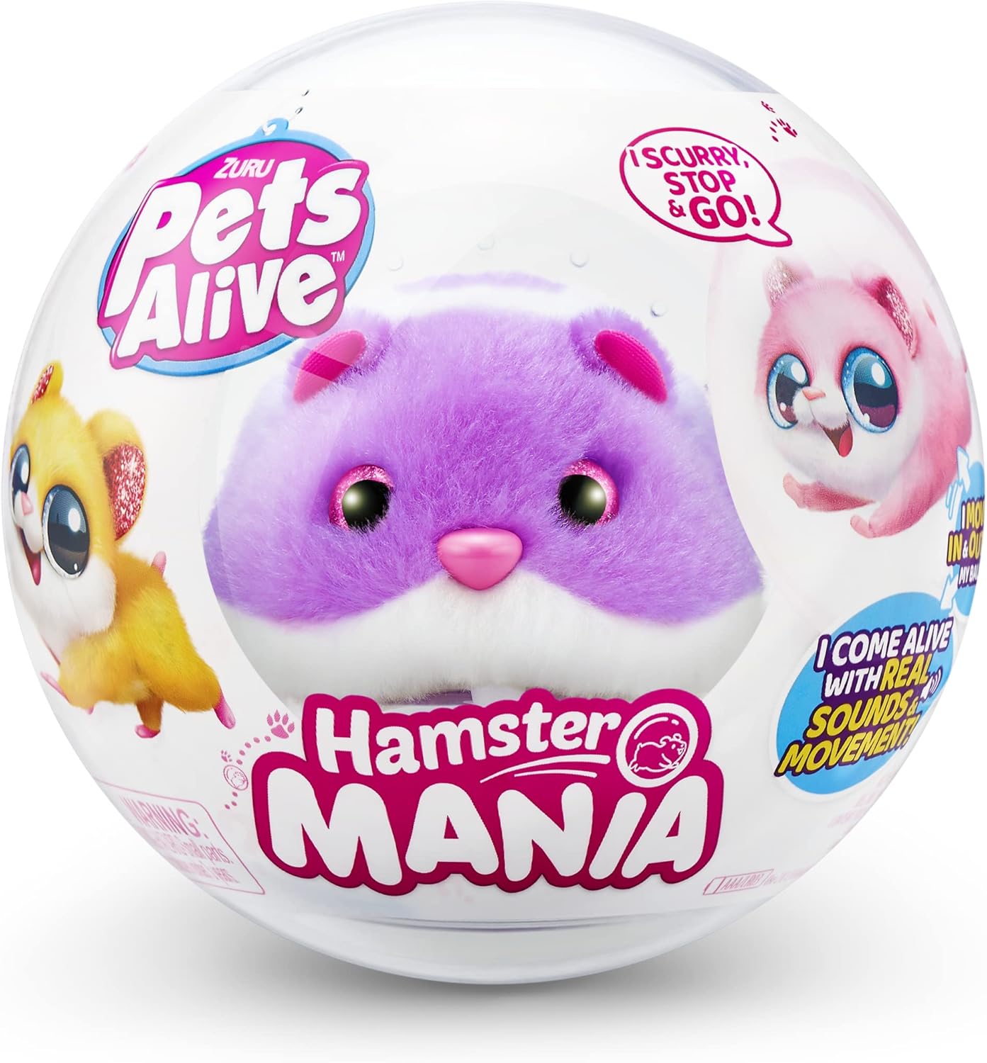 Pets Alive Hamstermania Roxo da ZURU Hamster, Animal de Estimação Eletrônico, Mais de 20 Sons Interativos, Bola de Brinquedo para Hamster para Meninas e Crianças (Roxo)