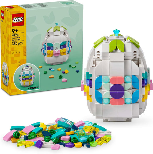 LEGO Ovo de Páscoa Decorativo - Enfeite de Brinquedo com Peças Coloridas, Incluindo Corações Dourados e uma Pedra Preciosa - Presente de Artesanato para Meninas e Meninos a partir de 9 Anos - 40816