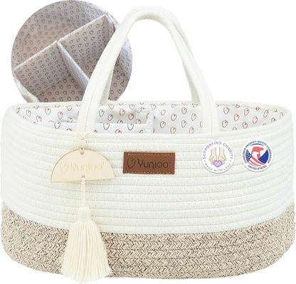 Yunioo Organizador de fraldas para itens essenciais de bebê para recém-nascidos, bolsa para troca de fraldas, cesta para presentes de chá de bebê, organizador de fraldas para trocador e trocador, cesta para guardar brinquedos