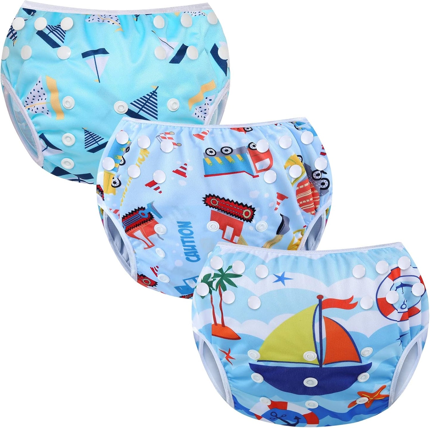 Codkkre Fraldas de Natação Reutilizáveis Fraldas para Bebês Tamanho Ajustável Lavável Pacote de 3 Fraldas para Aulas de Natação 0-3 Anos