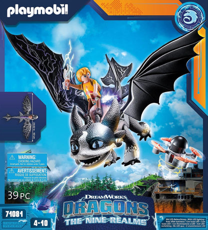 PLAYMOBIL DreamWorks Dragons 71081 Dragões: Os Nove Reinos - Trovão e Tom, Figura de Dragão com Função de Tiro e Efeitos de Luz, Brinquedo para Crianças a partir de 4 Anos