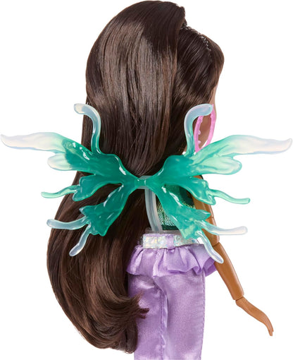 Bratz Fashion Pixiez Sasha - Boneca colecionável de fantasia com roupas e acessórios de verdade, asas que se transformam em anel, roxa, 29 cm