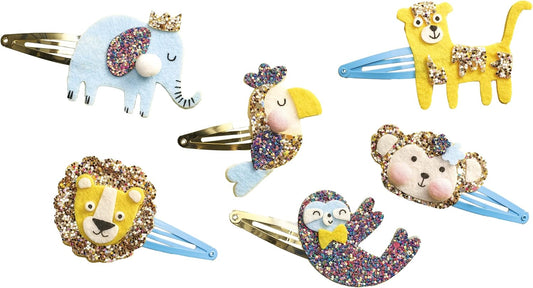 Janod - Conjunto de 6 prendedores de cabelo para criar - Animais exóticos - Les Ateliers Bijoux - Kit de lazer criativo infantil - Motricidade fina e criatividade - A partir de 5 anos - J09178