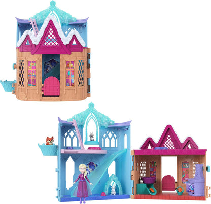 Mattel Conjunto de Brinquedo e Mini Boneca Disney Frozen Elsa e Animais de Inverno | 10 Áreas de Brincadeira, 3 Figuras de Animais e 8 Acessórios, Linha Storytime Stackers, Inspirado nos Animais de Arendelle de Disney Frozen, JFG28