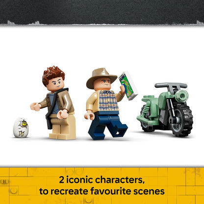 LEGO Jurassic World Fuga do Dinossauro Espinossauro – Brinquedo Interativo com Figura de Dinossauro, Moto e 2 Minifiguras – Presente de Aniversário para Meninos e Meninas a partir de 9 Anos – 77982