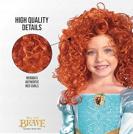 DISGUISE Disney oficial merida peruca acessórios de fantasia infantil, perucas infantis tamanho único