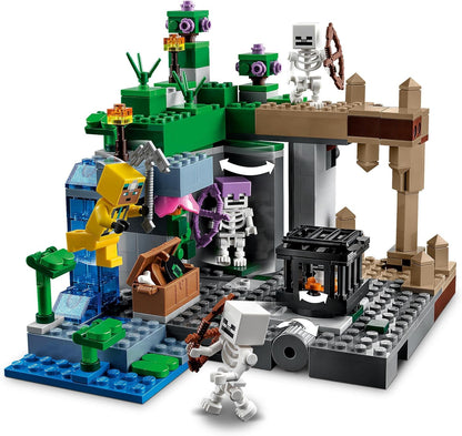 LEGO Minecraft The Skeleton Dungeon Set, brinquedo de construção para meninos e meninas de 8 anos ou mais, com cavernas, mobs e figuras com acessórios de besta, presente de aniversário infantil