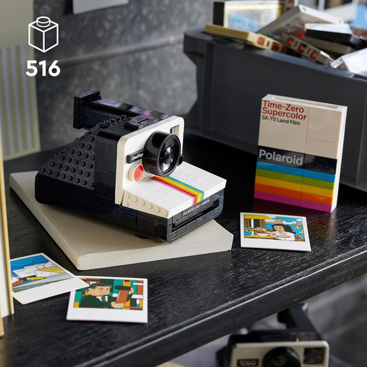 LEGO Ideas Vintage Polaroid OneStep SX-70 Kit de modelo de cámara para adultos para construir, juego coleccionable, actividad creativa, regalo del día de San Valentín, regalos de fotografía para hombres, mujeres, él, ella y adolescentes 21345
