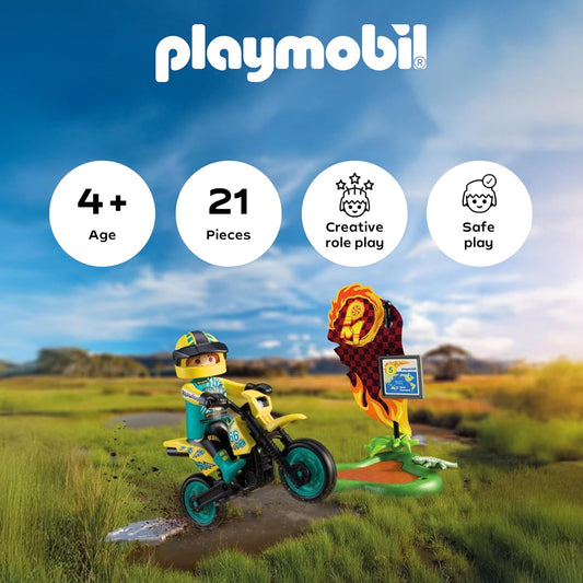 Playmobil | Veículos | Moto Off-road | Moto de motocross com rampa de salto | brinquedo de moto para crianças a partir de 4 anos | 72065