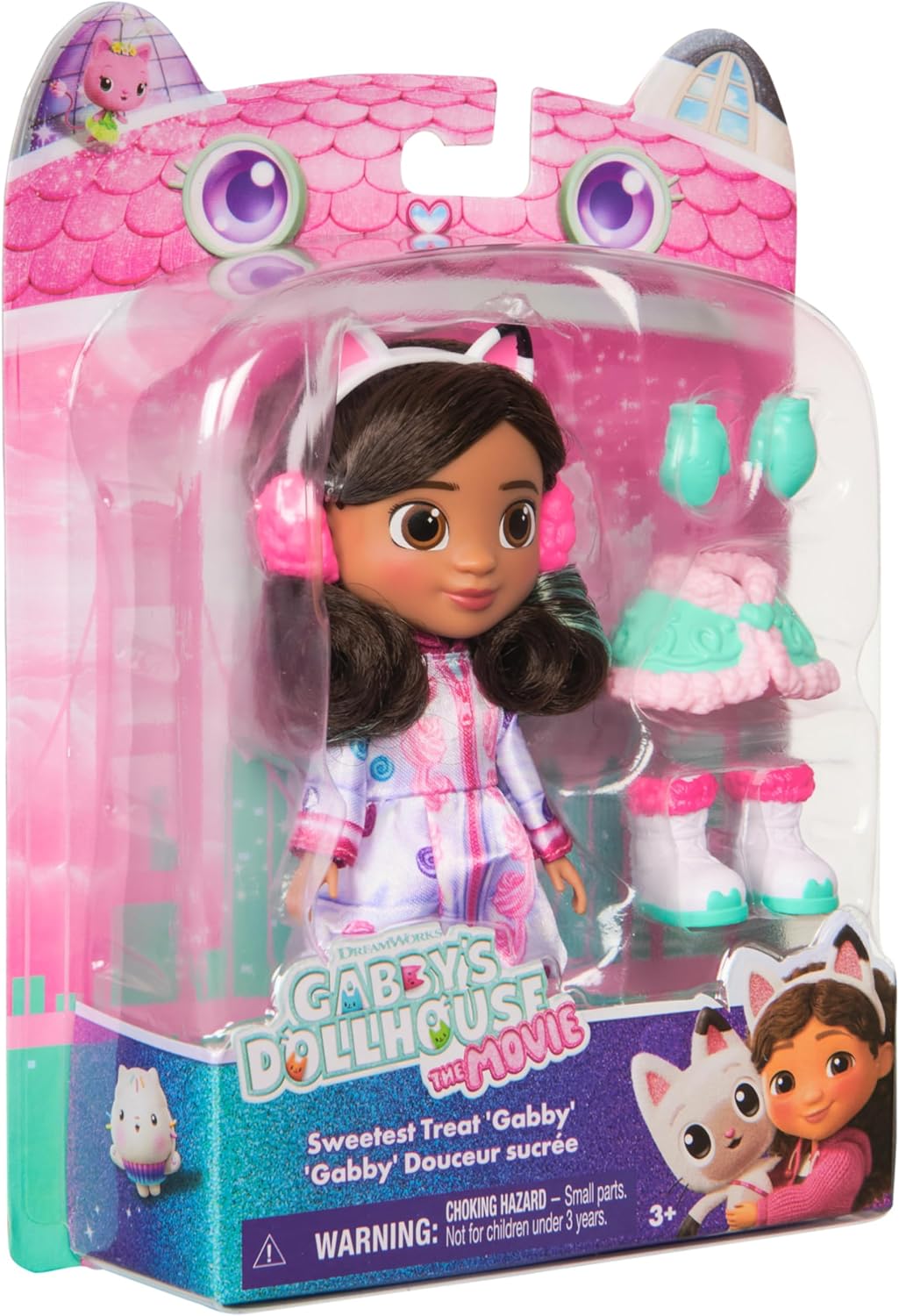 Gabby's Dollhouse: Do filme, Gabby, a Doce Guloseima, Boneca de 15 cm, Roupa de Neve e Acessórios com Tema de Doces, Brinquedos Infantis para Meninas e Meninos a partir de 3 Anos