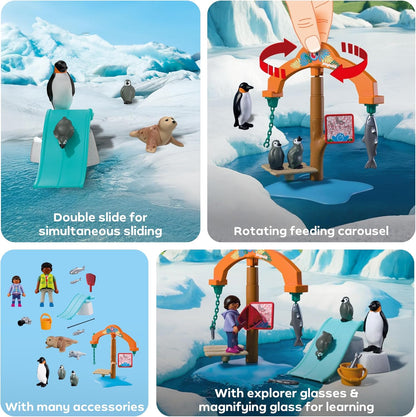 Playmobil | Animais e Amigos | Expedição no Gelo do Zoológico | Pinguins e focas com carrossel de alimentação | brinquedo infantil para crianças a partir de 4 anos | 72073