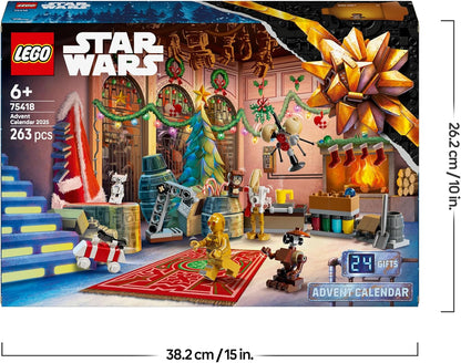 Calendário do Advento LEGO Star Wars 2025 para meninos a partir de 6 anos - Brinquedo de contagem regressiva para o Natal com 24 surpresas, incluindo 2 minifiguras e 5 figuras de droides - Ideia de presente - 75418
