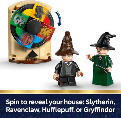 LEGO Harry Potter Castelo de Hogwarts: Brinquedo Cerimônia do Chapéu Seletor - Miniaturas colecionáveis do Patrono, Hermione e Draco Malfoy com varinhas e roda da sorte - Presente para meninas e meninos a partir de 7 anos - 76460