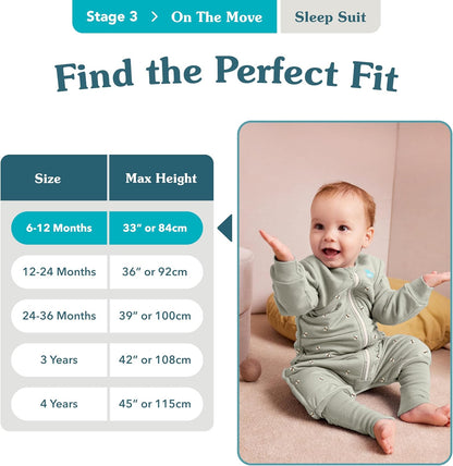 Love To Dream Macacão de dormir com pernas, 6-12 meses - Cinza | Manga comprida, leve, vestível e edredom | 3,5 Tog, ideal para inverno e outono (14–16 °C) | Algodão lavável à máquina e zíper duplo
