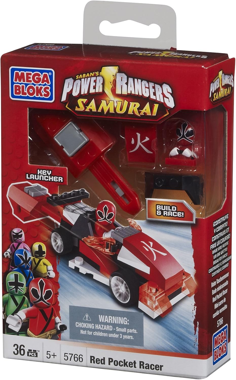 Mega Bloks Power Rangers, 36 peças, Veículo de Corrida do Ranger Vermelho para Montar, a partir de 4 anos, brinquedo de blocos de montar de encaixe