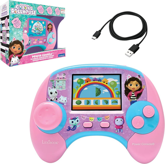 Lexibook, Casa de Bonecas da Gabby, Power Console®, Console de jogos educativos bilíngue INGLÊS/FRANCÊS com 100 atividades, Tela colorida, JCG100GDHi1