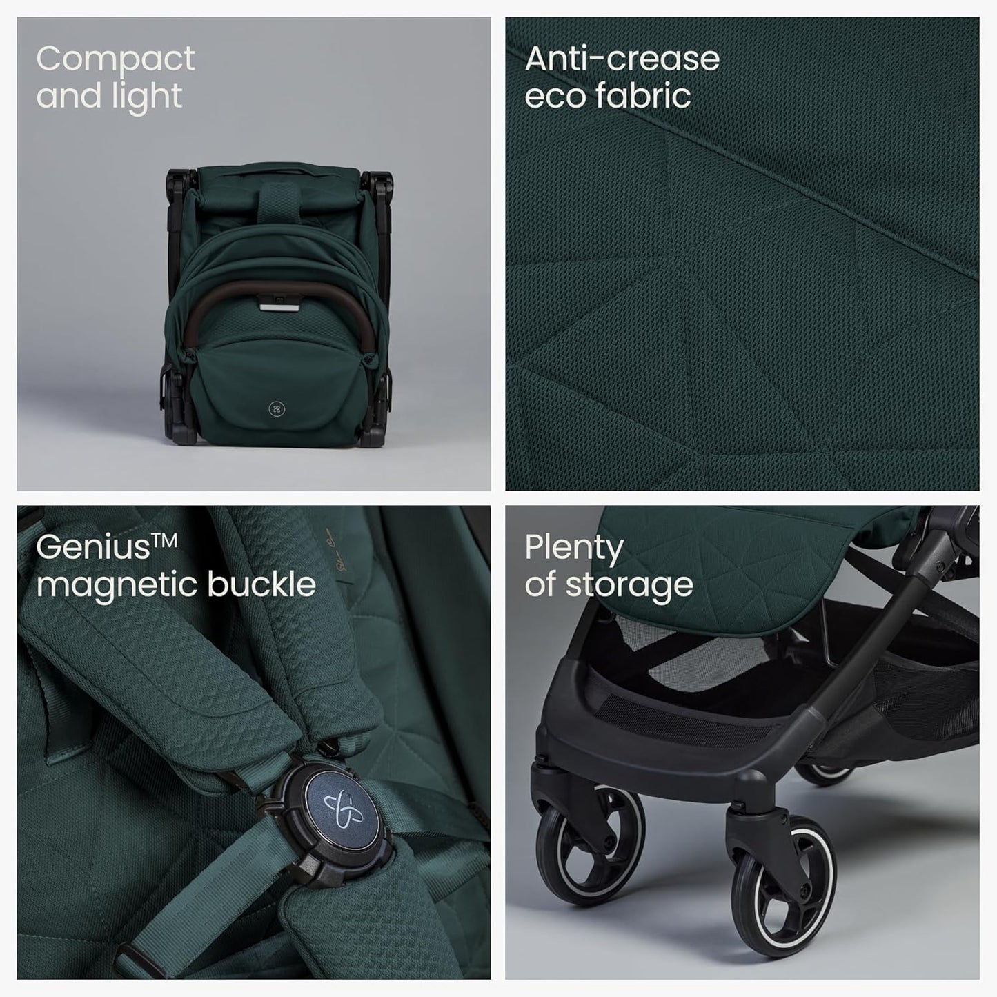 Silver Cross - Carrinho de bebê compacto Clic 2 e bolsa de viagem - Carrinho de viagem para a vida em movimento - Dobrável e leve - Adequado do nascimento aos 4 anos - Conífera