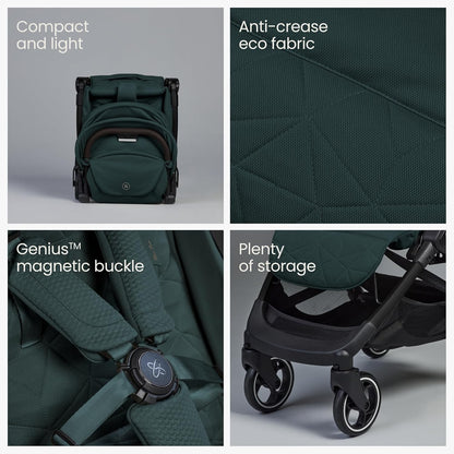 Silver Cross - Carrinho de bebê compacto Clic 2 e bolsa de viagem - Carrinho de viagem para a vida em movimento - Dobrável e leve - Adequado do nascimento aos 4 anos - Conífera