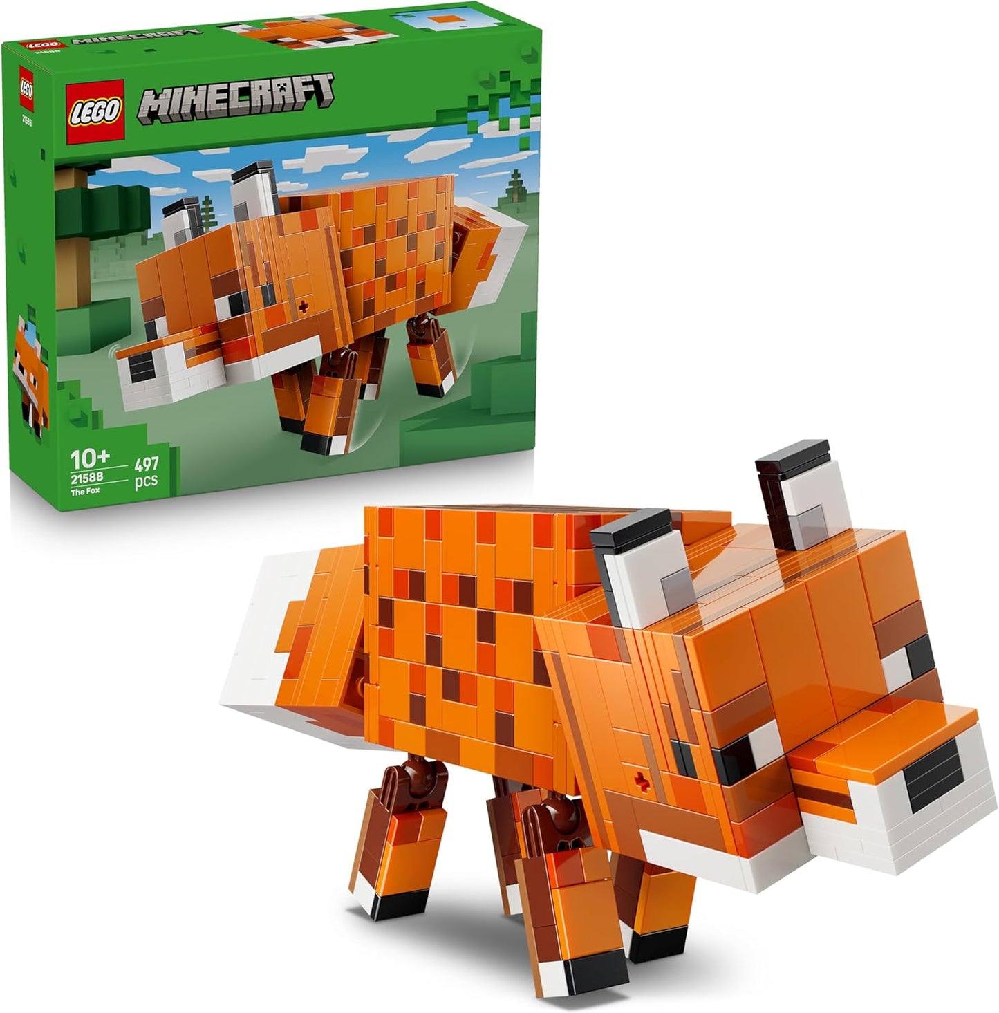 LEGO Minecraft Raposa de Brinquedo - Quebra-cabeça 3D com Acessórios - Decoração DIY para Quarto ou Sala de Jogos - Ideia de Presente de Aniversário para Meninos, Meninas e Fãs a partir de 10 Anos - 21588