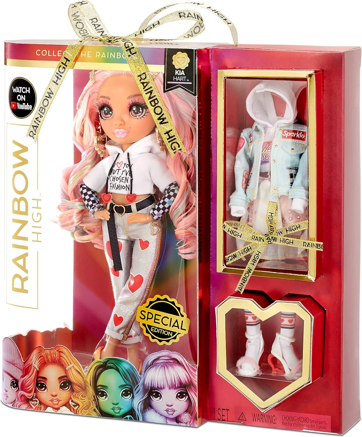 Bonecas colecionáveis Rainbow High - Roupas de grife, acessórios e suporte - 2 conjuntos completos - para crianças a partir de 5 anos - Kia Hart, Rose