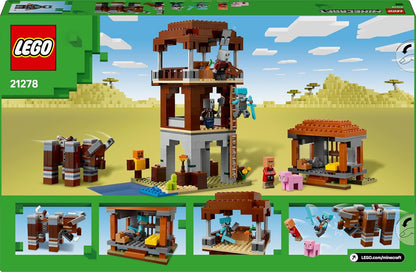 LEGO Minecraft The Pillager Outpost and Ravager - Brinquedo de construção de fortaleza de vila, incluindo uma figura de Ravager articulável com função de mandíbula estalando - Presente para meninos e meninas a partir de 8 anos - 21278