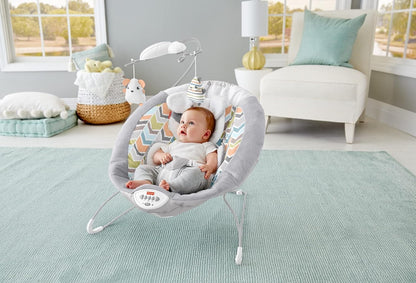 Fisher-Price Sweet Snugapuppy Hamaca de lujo, asiento portátil para bebé con móvil colgante, música y vibraciones relajantes