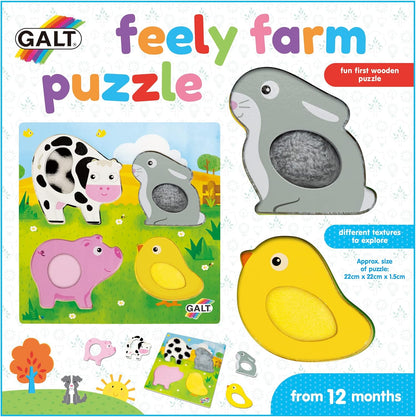 Galt Toys, Quebra-cabeça Feely Farm, Quebra-cabeça de madeira para crianças a partir de 12 meses